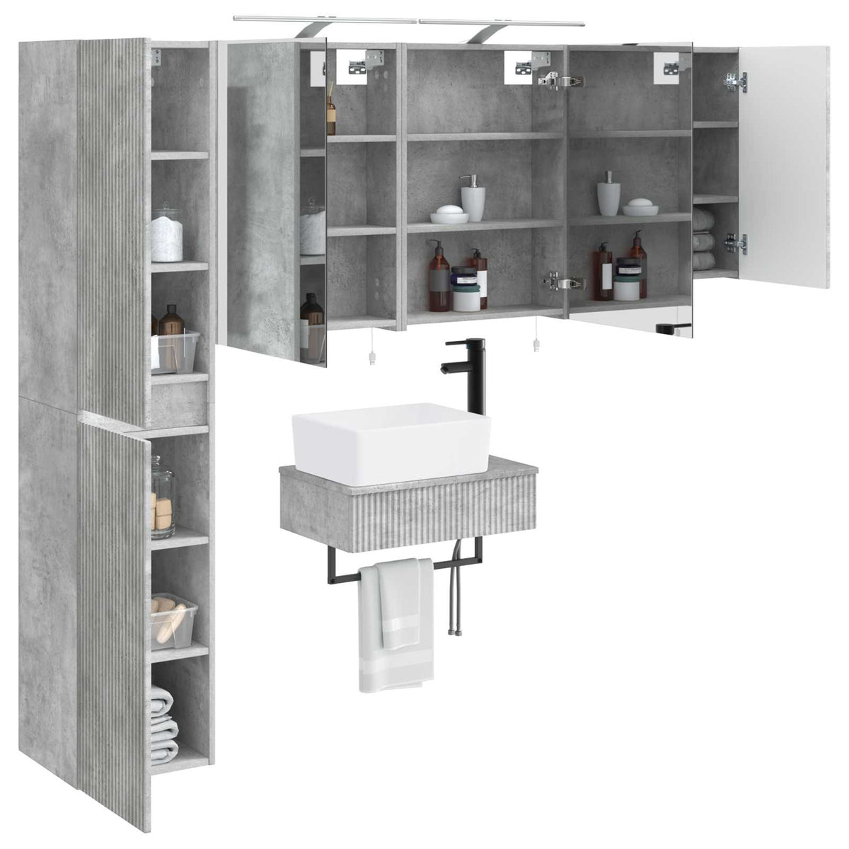 Bathroom Furniture Set 5 pcs Concrete Grey