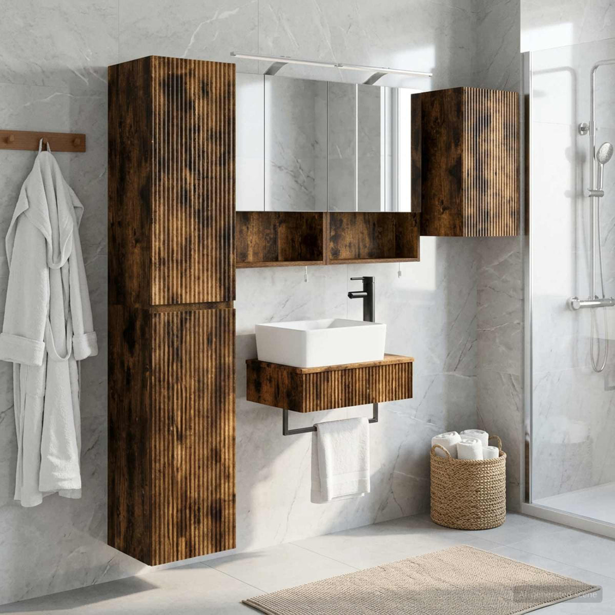 Bathroom Furniture Set 5 pcs Smoked Oak