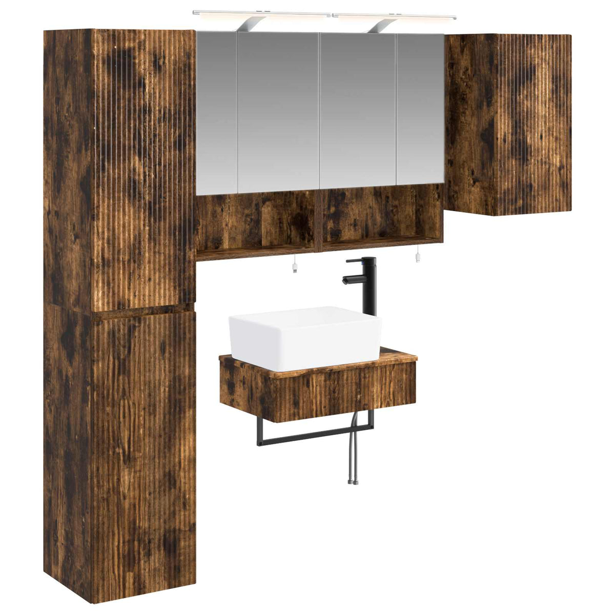 Bathroom Furniture Set 5 pcs Smoked Oak