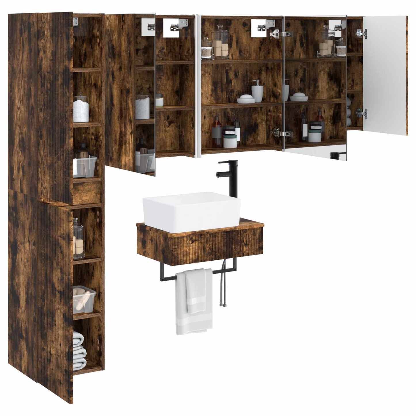 Bathroom Furniture Set 5 pcs Smoked Oak