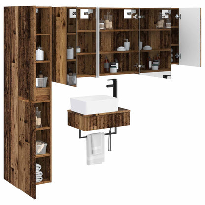 Bathroom Furniture Set 5 pcs Old Wood Engineered Wood and Glass
