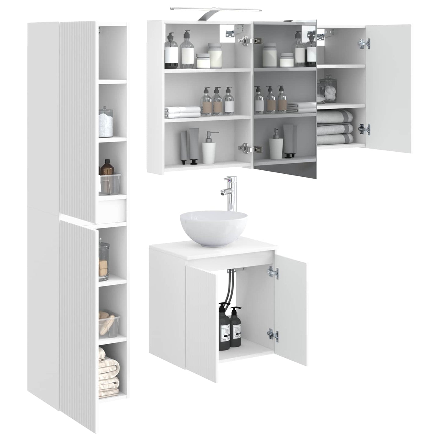 Bathroom Cabinet Set 5 pcs White 50 x 14.5 x 70 cm