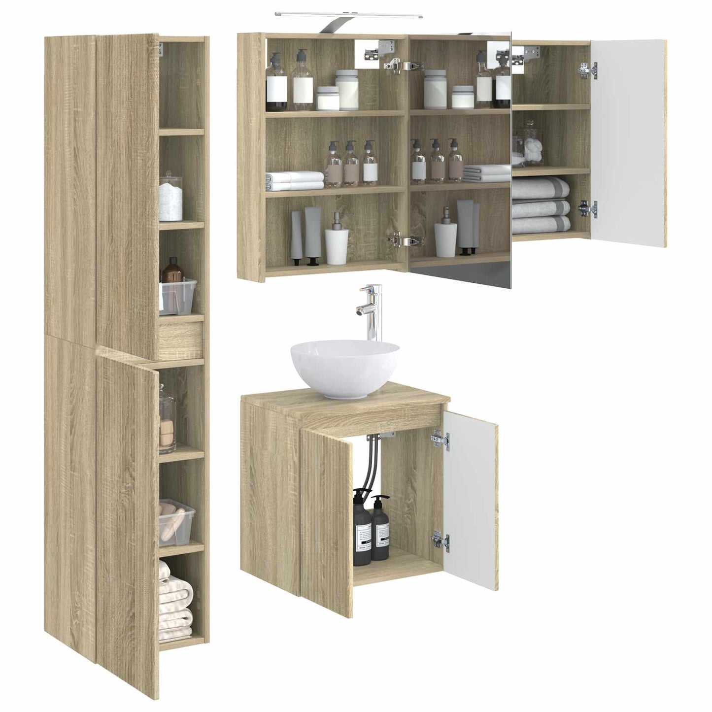 Bathroom Cabinet Set 5 pcs Sonoma Oak 50 x 14.5 x 70 cm