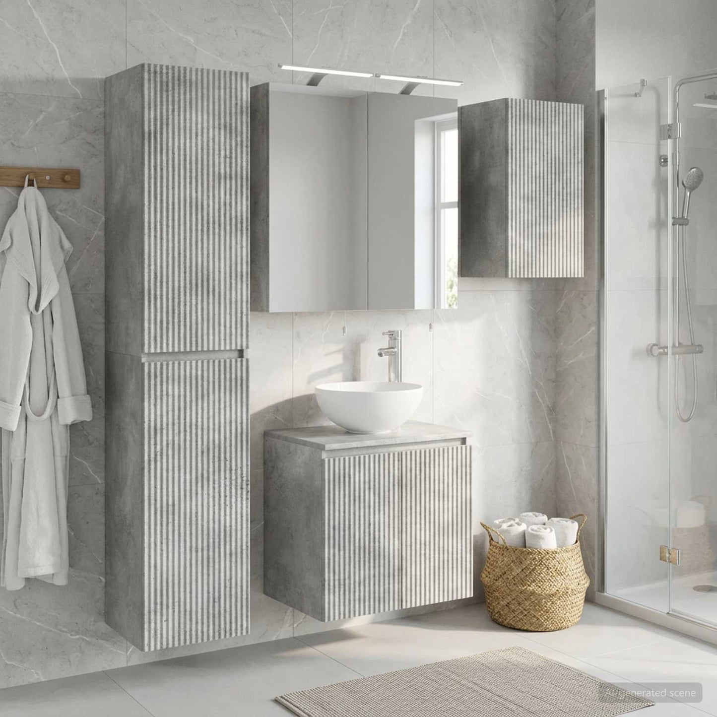 Bathroom Cabinet Set 5 pcs Concrete Grey 50 x 14.5 x 70 cm