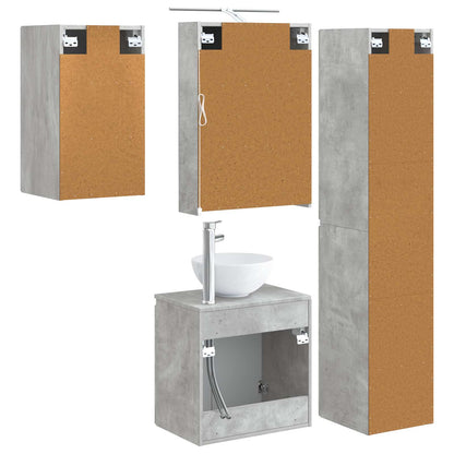 Bathroom Cabinet Set 5 pcs Concrete Grey 50 x 14.5 x 70 cm