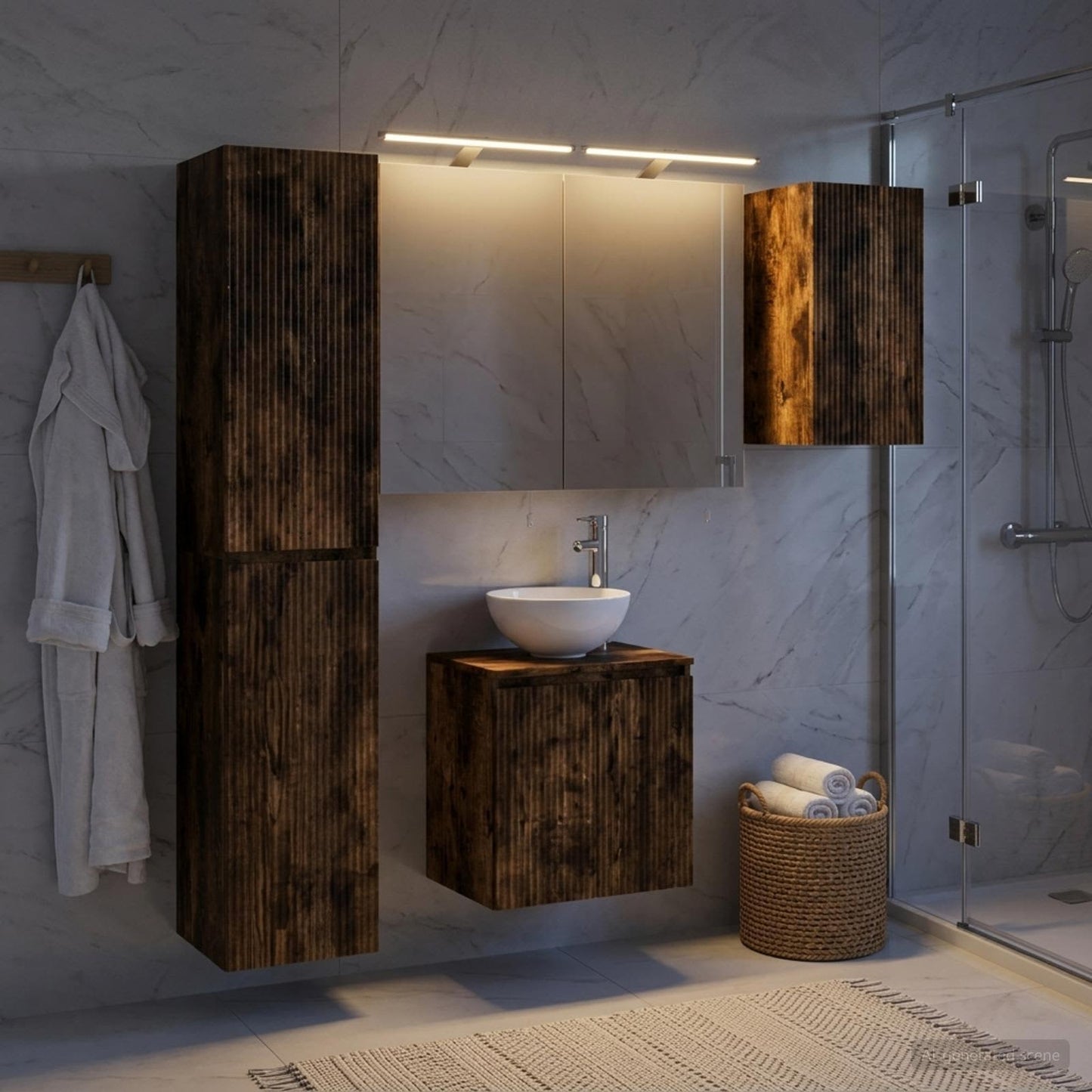 Bathroom Cabinet Set 5 pcs Smoked Oak 50 x 14.5 x 70 cm