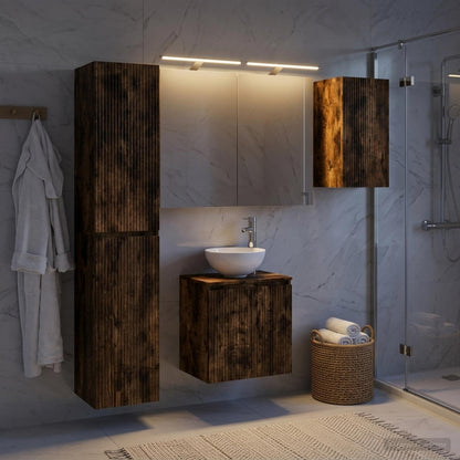 Bathroom Cabinet Set 5 pcs Smoked Oak 50 x 14.5 x 70 cm