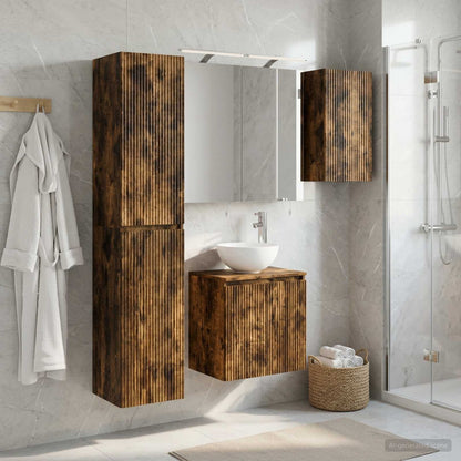 Bathroom Cabinet Set 5 pcs Smoked Oak 50 x 14.5 x 70 cm