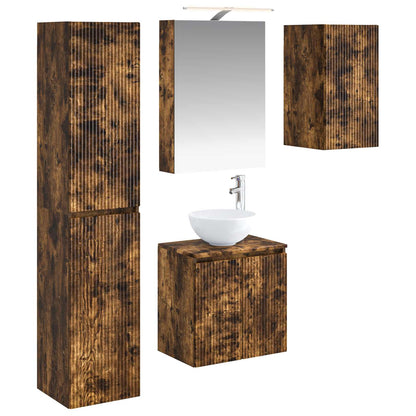 Bathroom Cabinet Set 5 pcs Smoked Oak 50 x 14.5 x 70 cm
