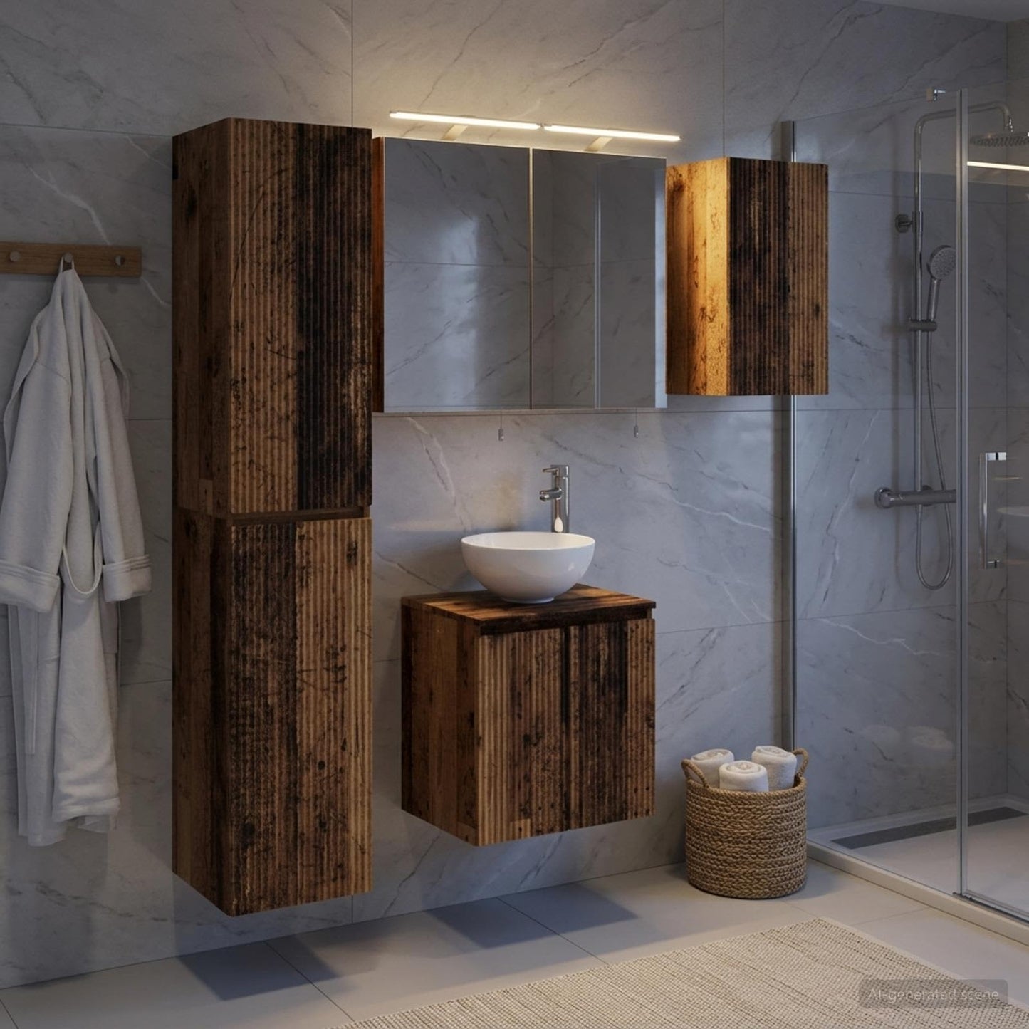 Bathroom Cabinet Set 5 pcs Old Wood 50 x 14.5 x 70 cm