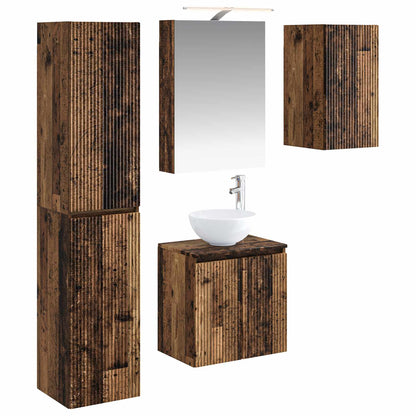 Bathroom Cabinet Set 5 pcs Old Wood 50 x 14.5 x 70 cm