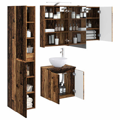 Bathroom Cabinet Set 5 pcs Old Wood 50 x 14.5 x 70 cm