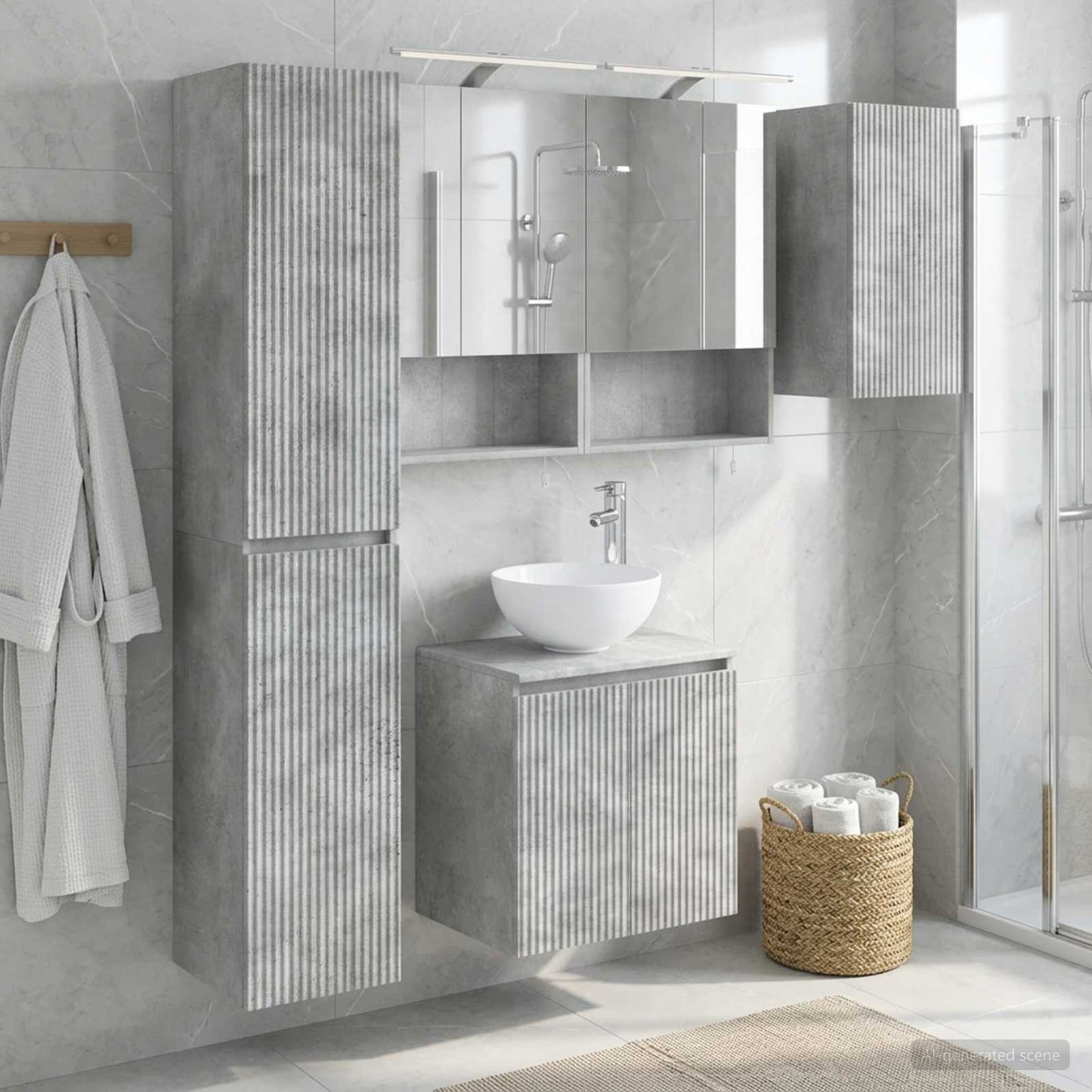 Bathroom Cabinet Set 5 pcs Concrete Grey 50 x 14.5 x 70 cm