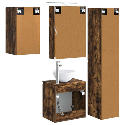 Bathroom Cabinet Set 5 pcs Smoked Oak 50 x 14.5 x 70 cm
