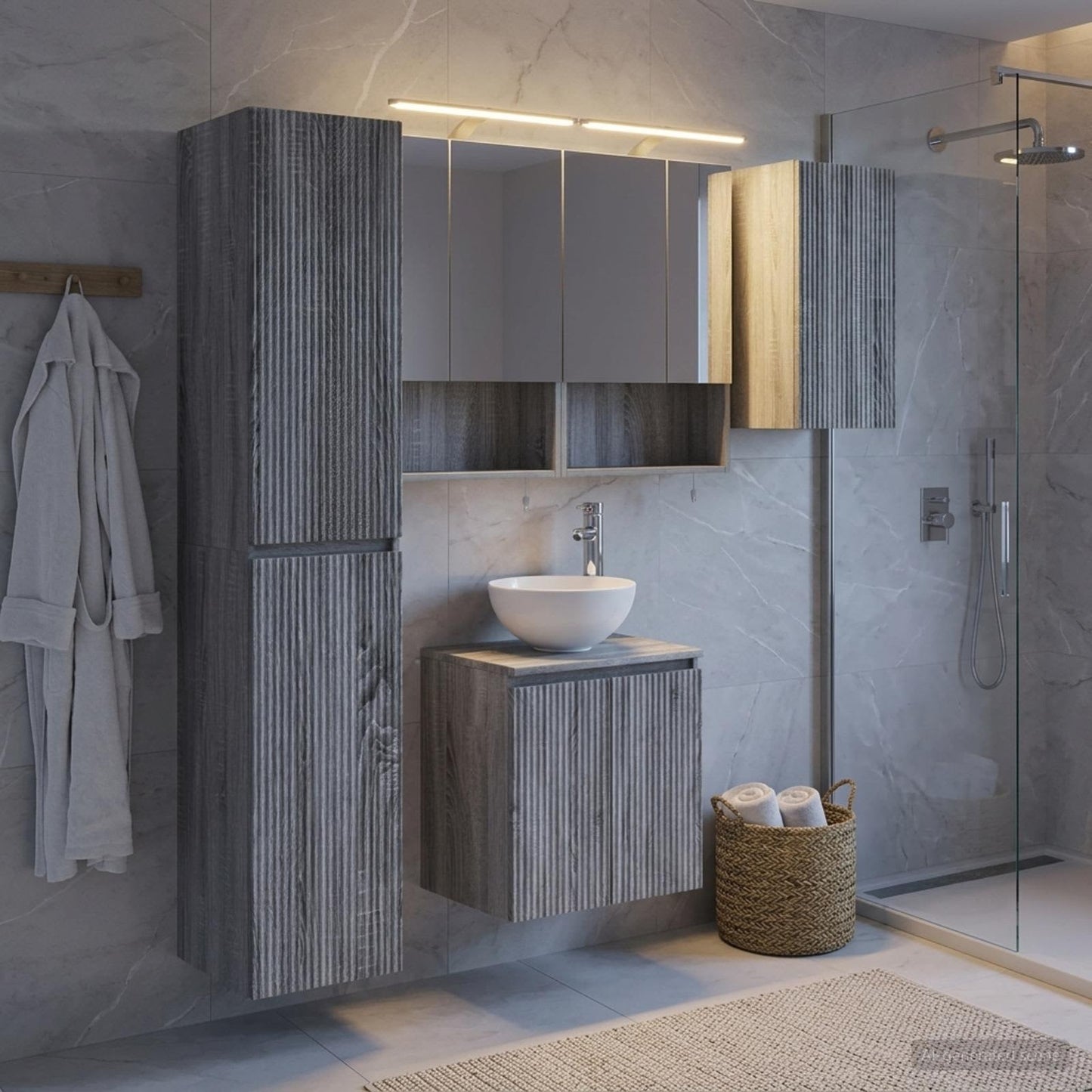 Bathroom Cabinet Set 5 pcs Grey Sonoma 50 x 14.5 x 70 cm