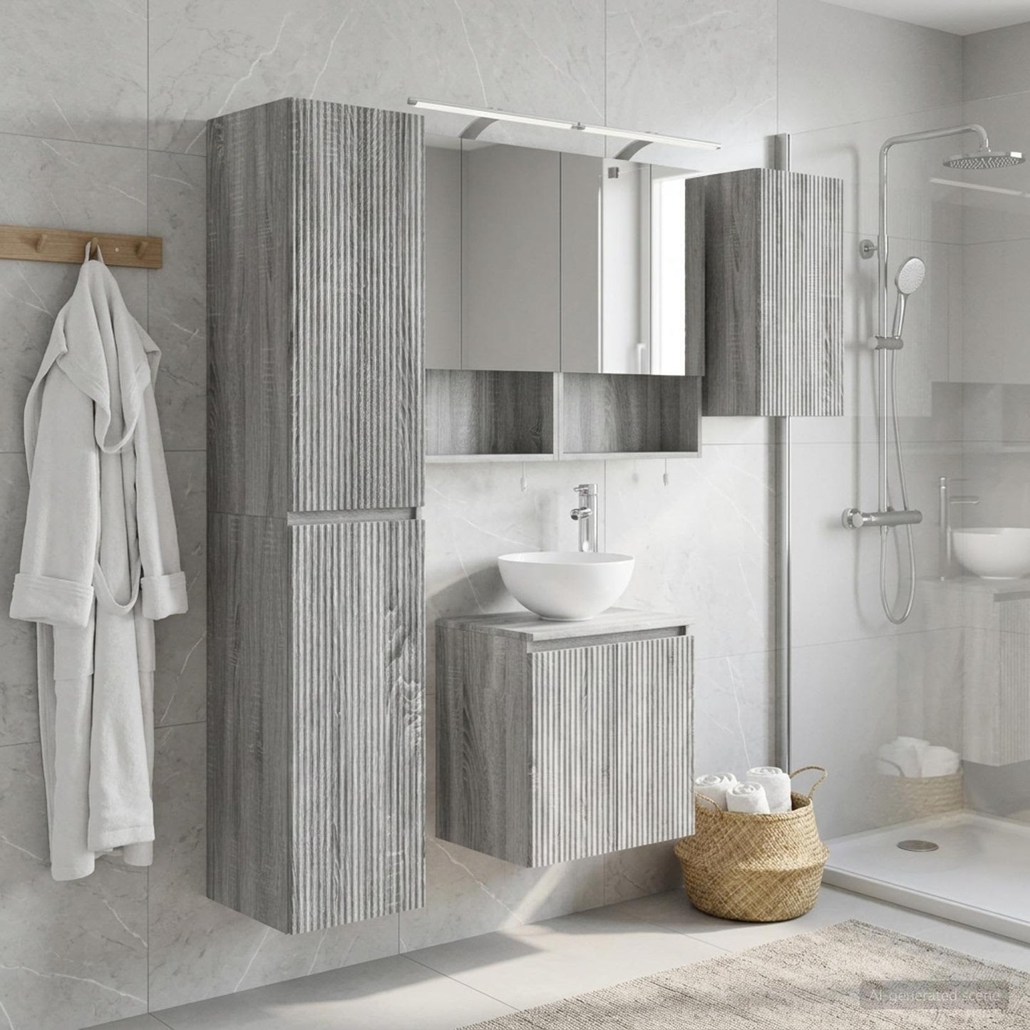 Bathroom Cabinet Set 5 pcs Grey Sonoma 50 x 14.5 x 70 cm