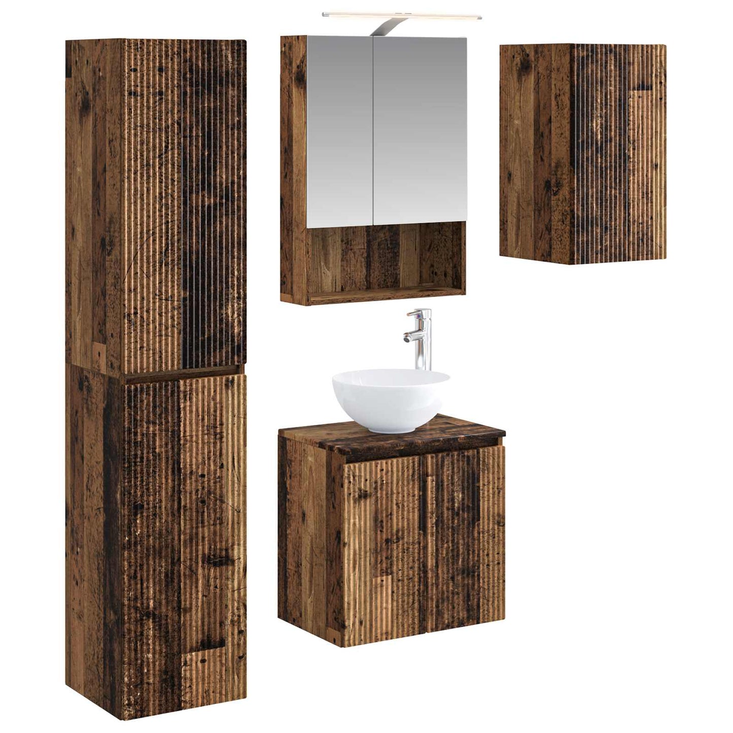 Bathroom Cabinet Set 5 pcs Old Wood 50 x 14.5 x 70 cm