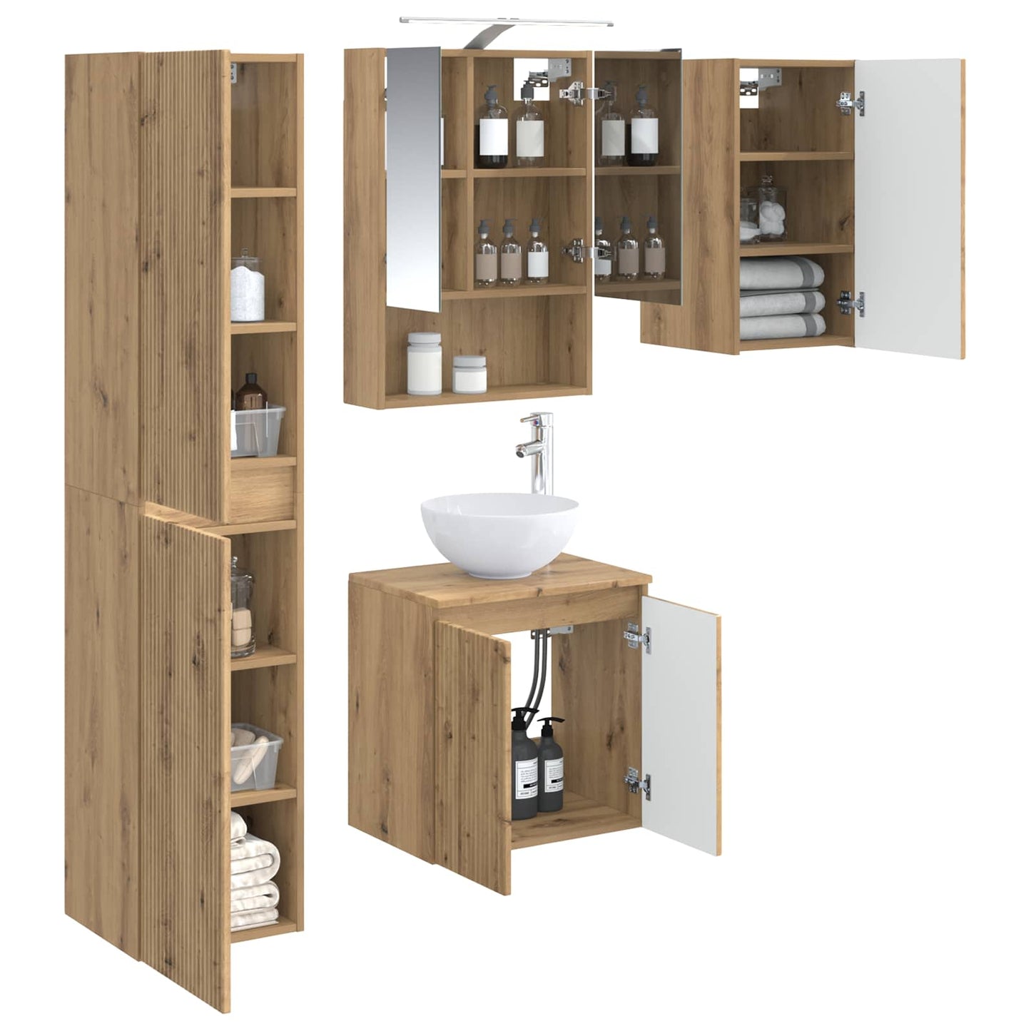Bathroom Cabinet Set 5 pcs Artisan Oak 50 x 14.5 x 70 cm