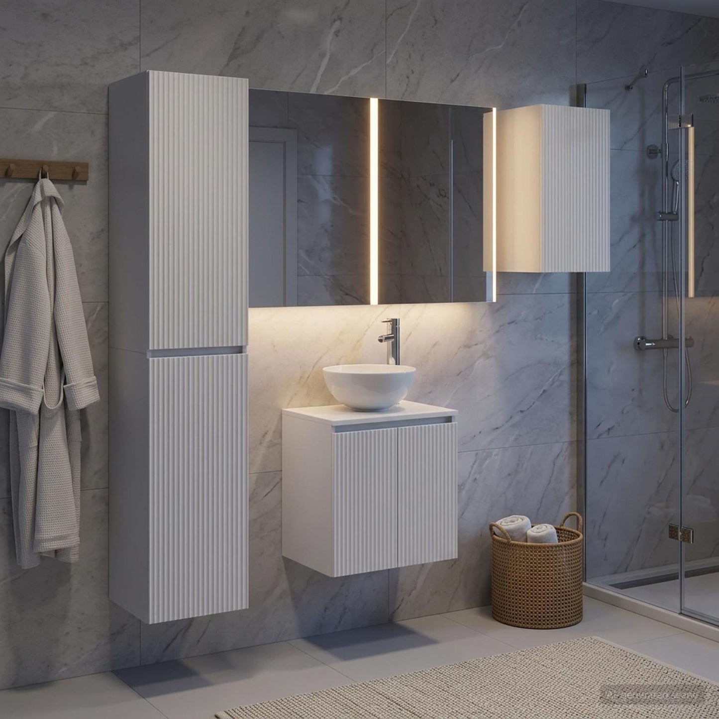 Bathroom Cabinet Set 5 pcs White 53 x 15.5 x 70 cm