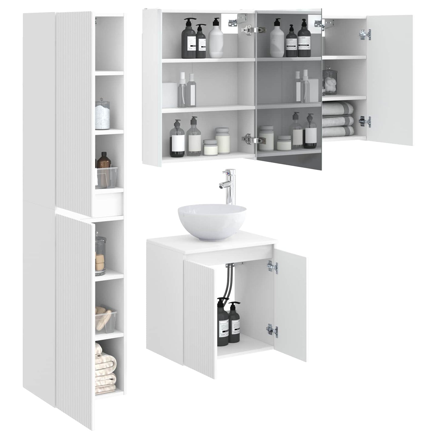 Bathroom Cabinet Set 5 pcs White 53 x 15.5 x 70 cm