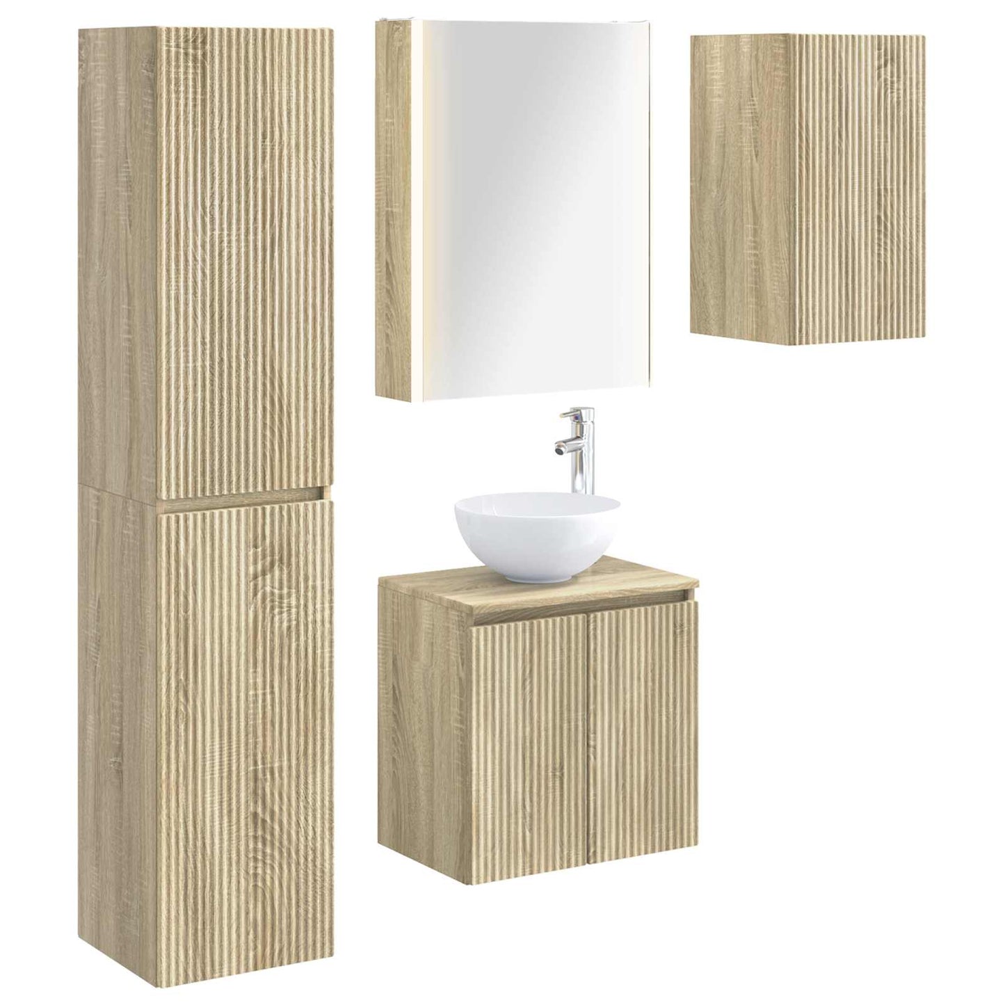 Bathroom Cabinet Set 5 pcs Sonoma Oak 53 x 15.5 x 70 cm