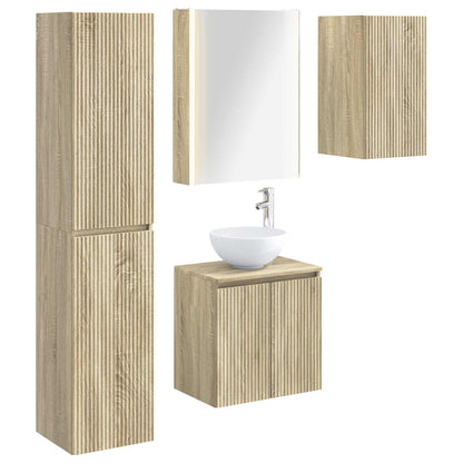 Bathroom Cabinet Set 5 pcs Sonoma Oak 53 x 15.5 x 70 cm