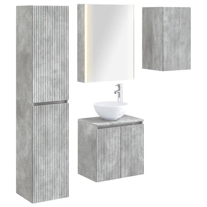 Bathroom Cabinet Set 5 pcs Concrete Grey 53 x 15.5 x 70 cm