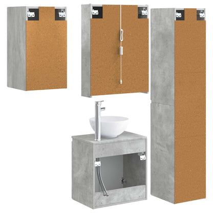 Bathroom Cabinet Set 5 pcs Concrete Grey 53 x 15.5 x 70 cm