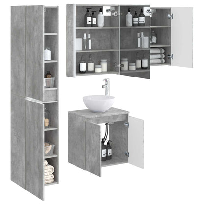 Bathroom Cabinet Set 5 pcs Concrete Grey 53 x 15.5 x 70 cm