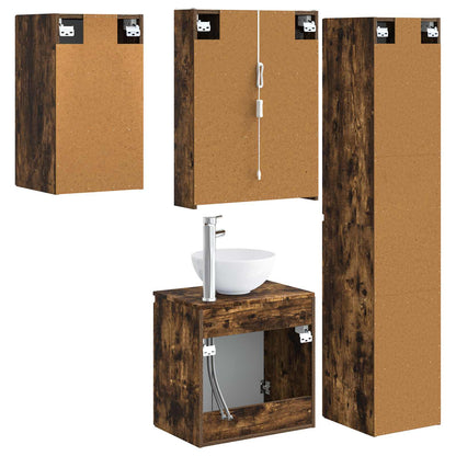 Bathroom Cabinet Set 5 pcs Smoked Oak 53 x 15.5 x 70 cm