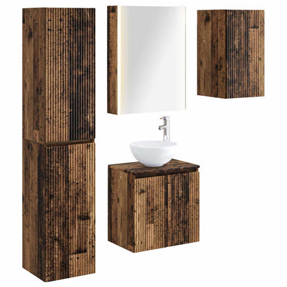 Bathroom Cabinet Set 5 pcs Old Wood 53 x 15.5 x 70 cm