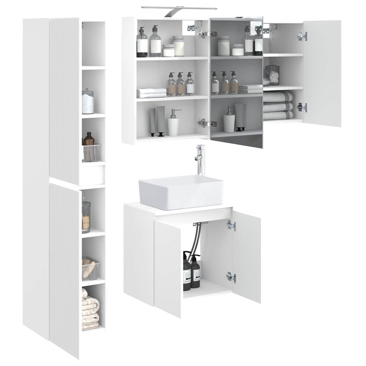Bathroom Cabinet Set 5 pcs White 50 x 14.5 x 70 cm