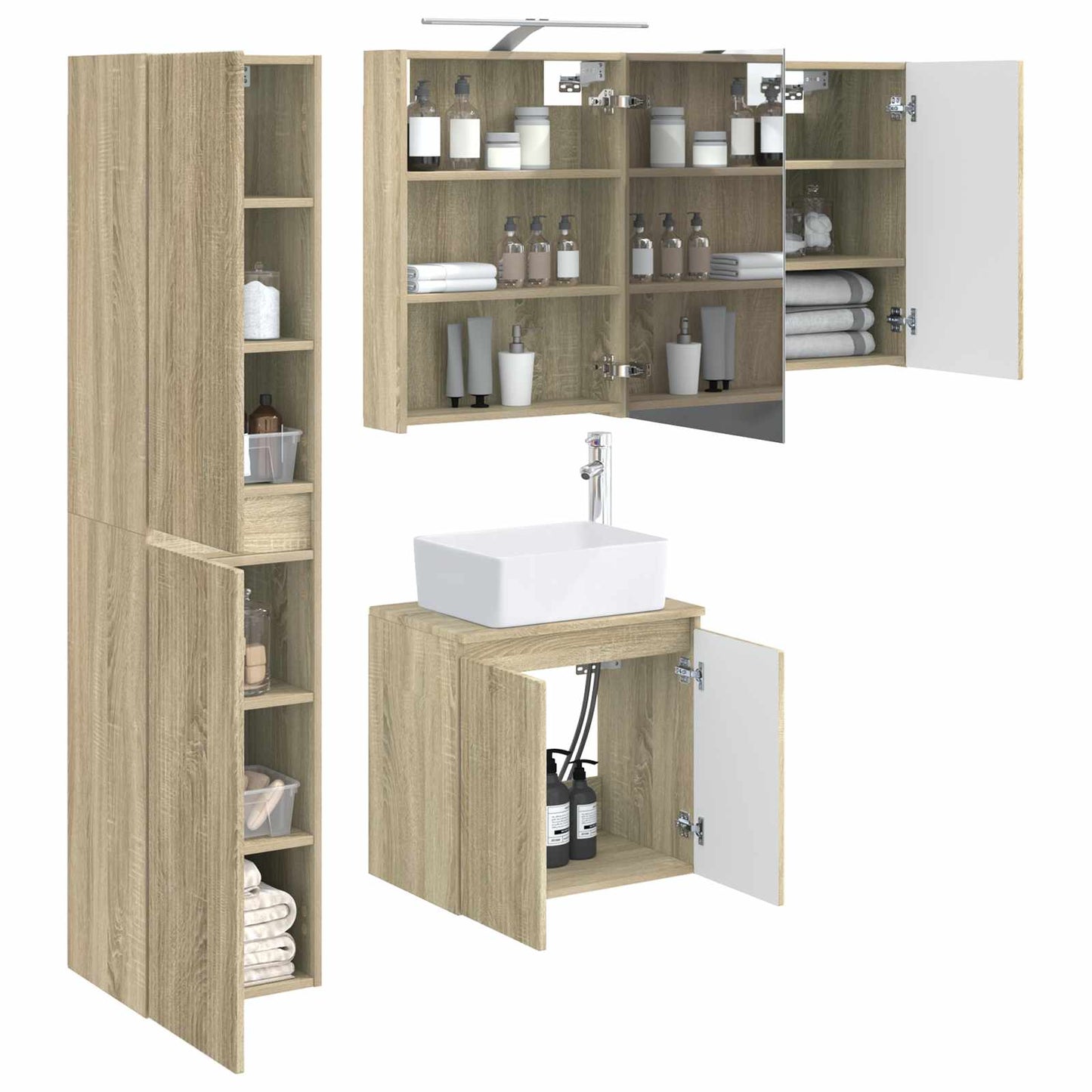 Bathroom Cabinet Set 5 pcs Sonoma Oak 50 x 14.5 x 70 cm