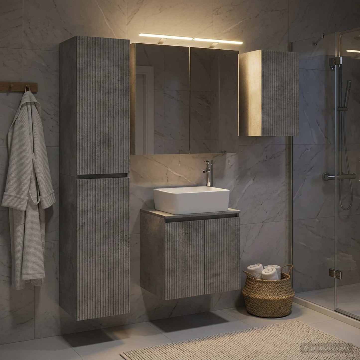 Bathroom Cabinet Set 5 pcs Concrete Grey Engineered Wood