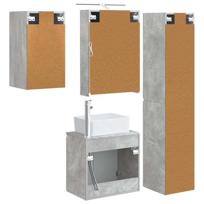 Bathroom Cabinet Set 5 pcs Concrete Grey 50 x 14.5 x 70 cm