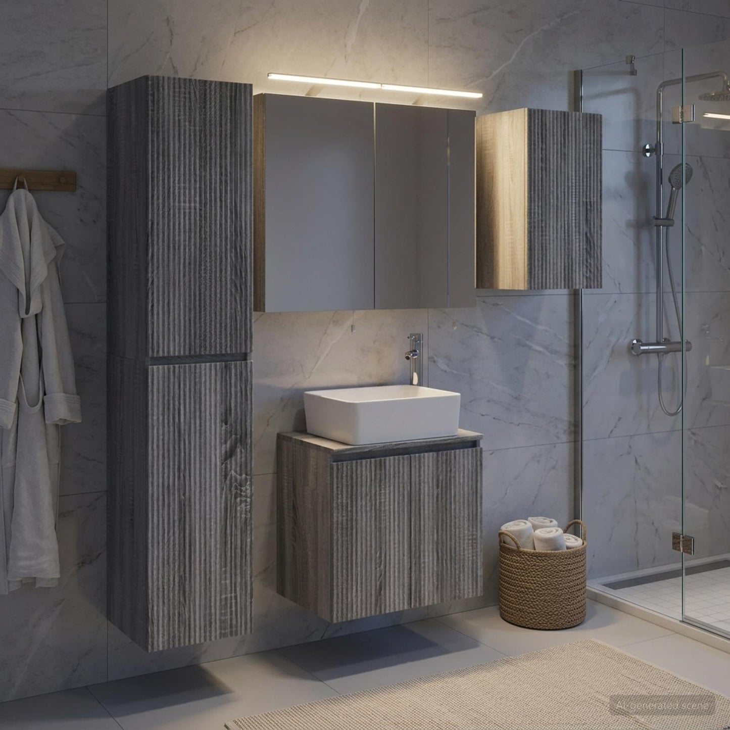 Bathroom Cabinet Set 5 pcs Grey Sonoma 50 x 14.5 x 70 cm