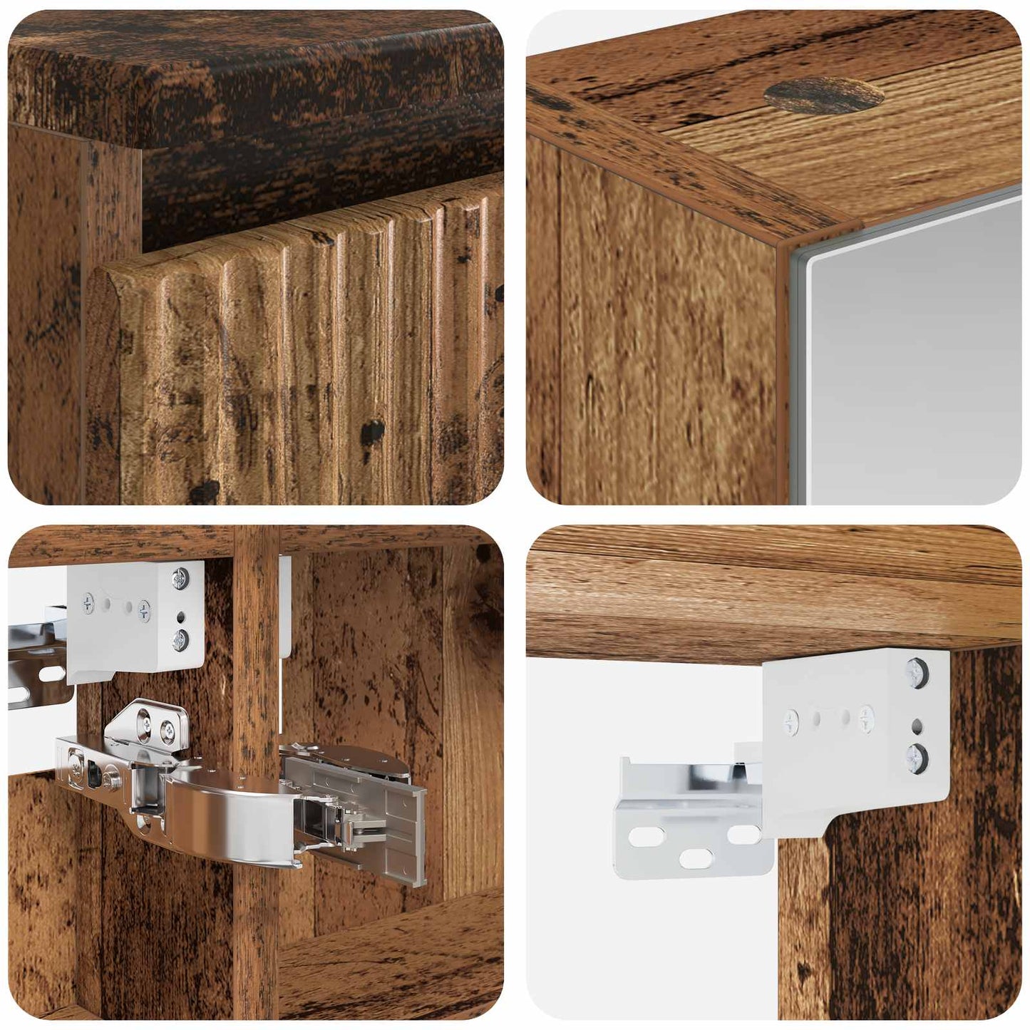 Bathroom Cabinet Set 5 pcs Old Wood 50 x 14.5 x 70 cm