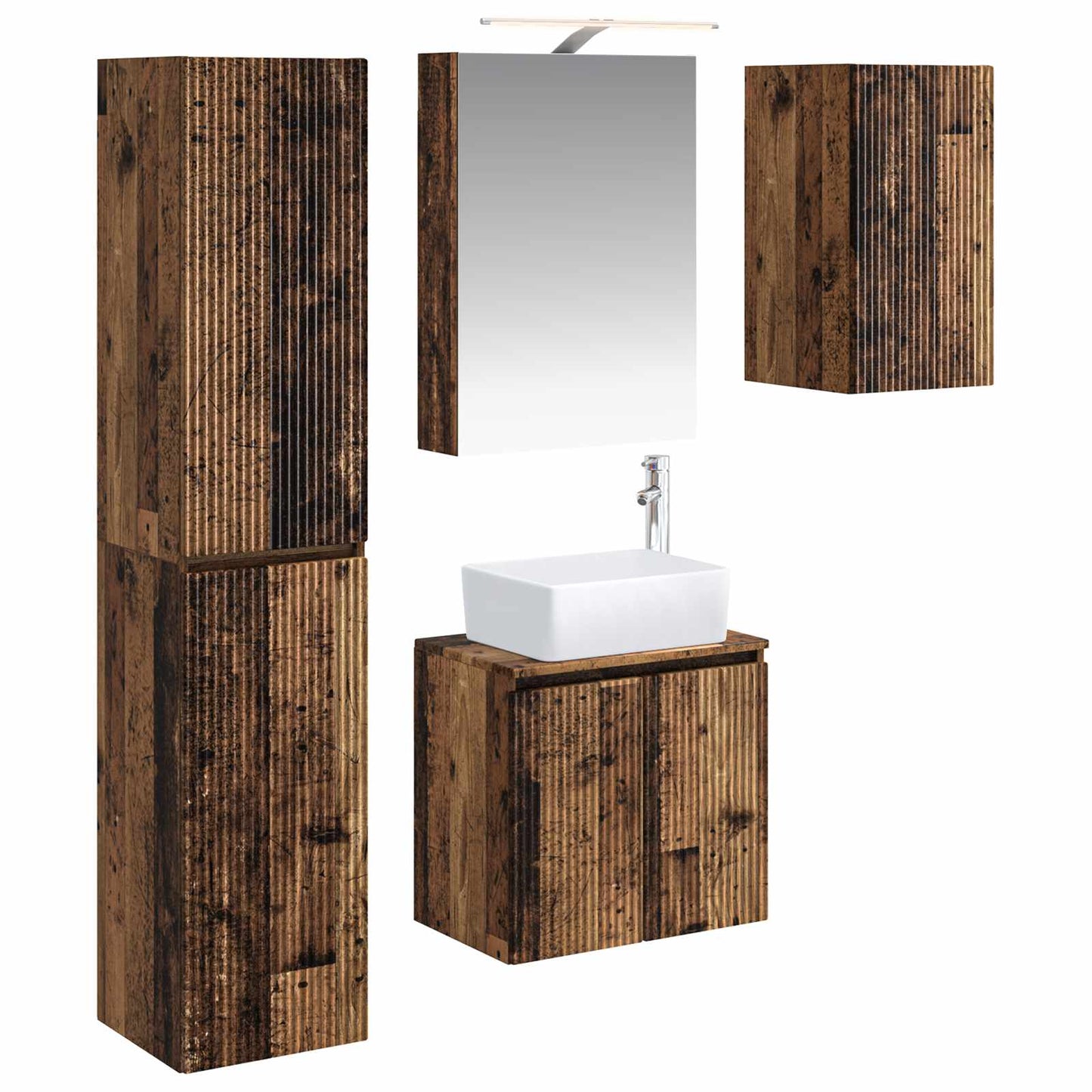 Bathroom Cabinet Set 5 pcs Old Wood 50 x 14.5 x 70 cm
