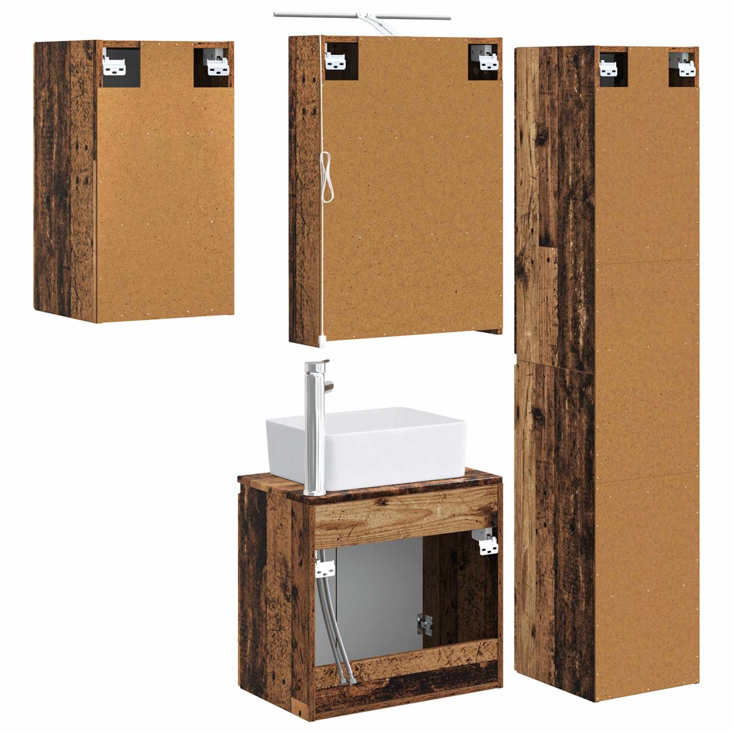 Bathroom Cabinet Set 5 pcs Old Wood 50 x 14.5 x 70 cm