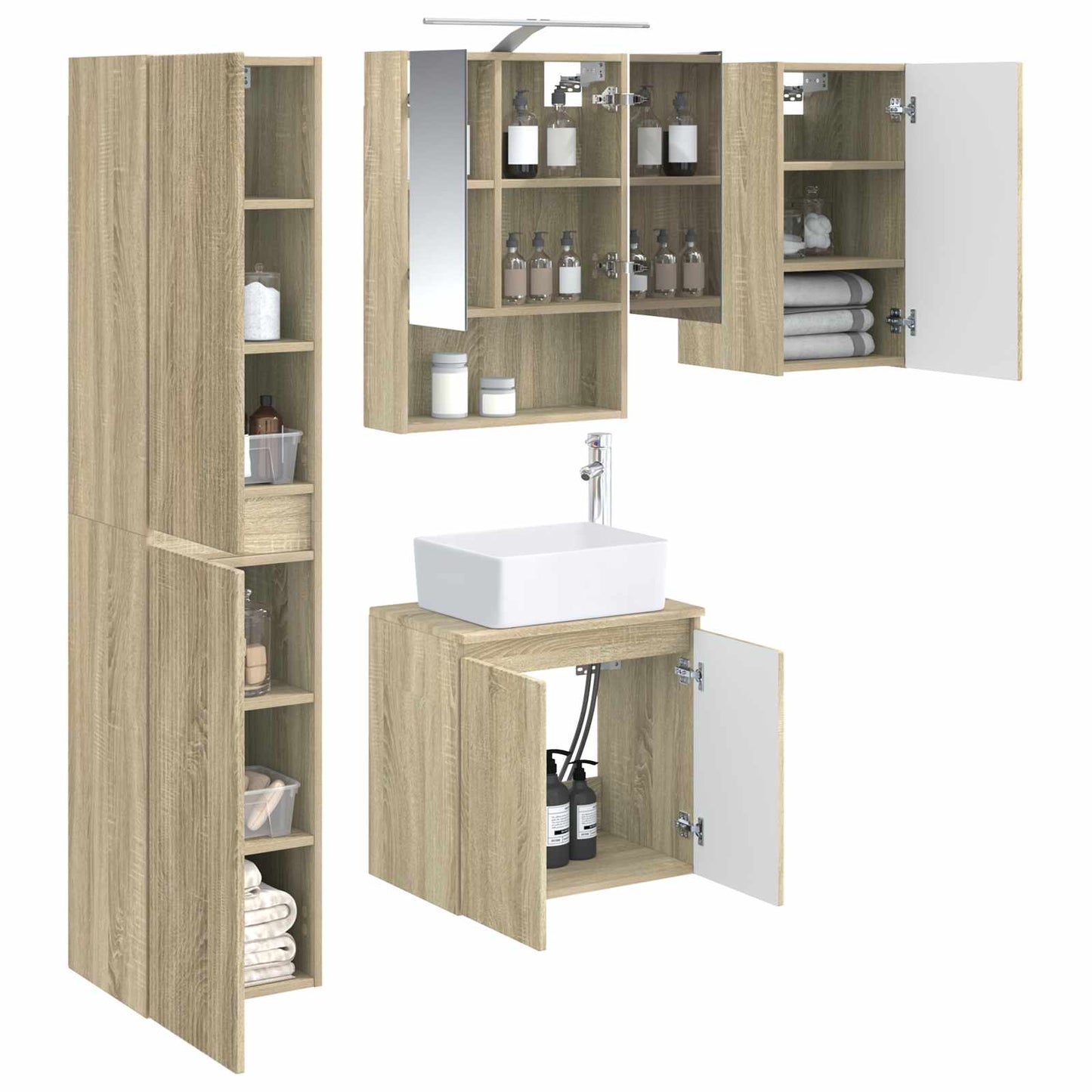 Bathroom Cabinet Set 5 pcs Sonoma Oak 50 x 14.5 x 70 cm