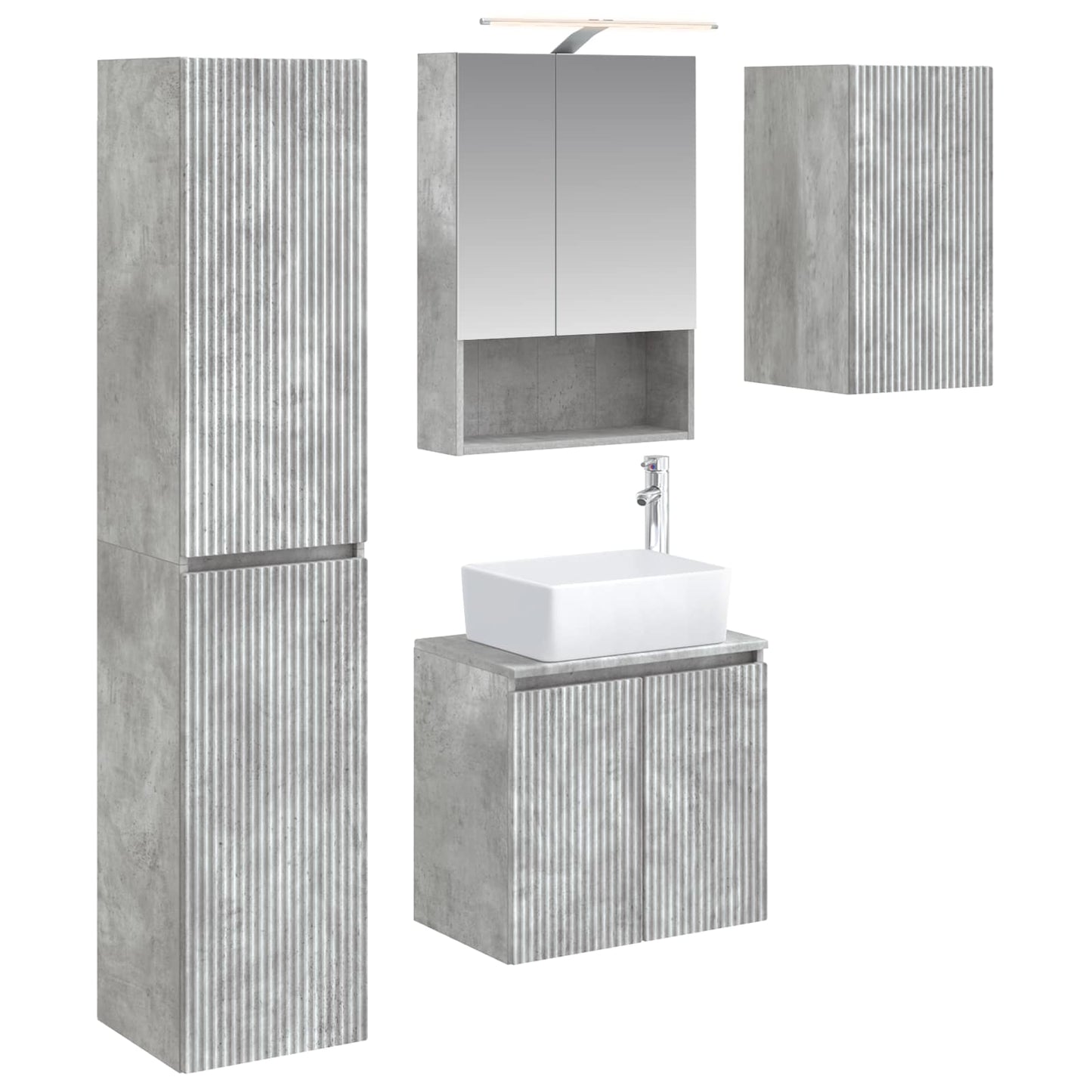 Bathroom Cabinet Set 5 pcs Concrete Grey 50 x 14.5 x 70 cm