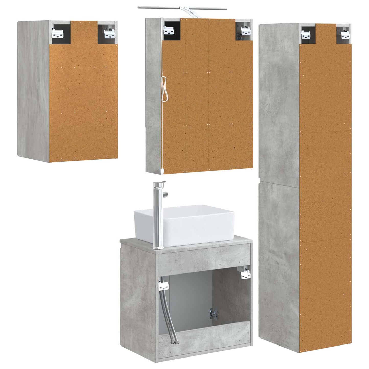 Bathroom Cabinet Set 5 pcs Concrete Grey 50 x 14.5 x 70 cm