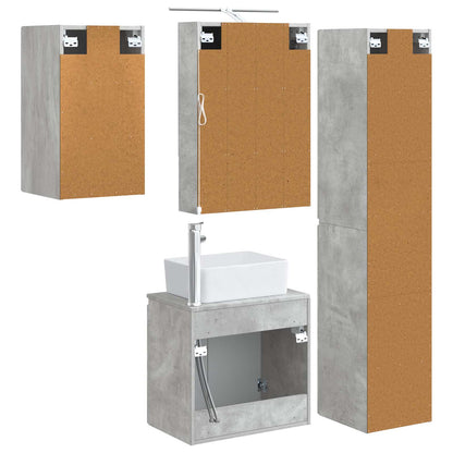 Bathroom Cabinet Set 5 pcs Concrete Grey 50 x 14.5 x 70 cm