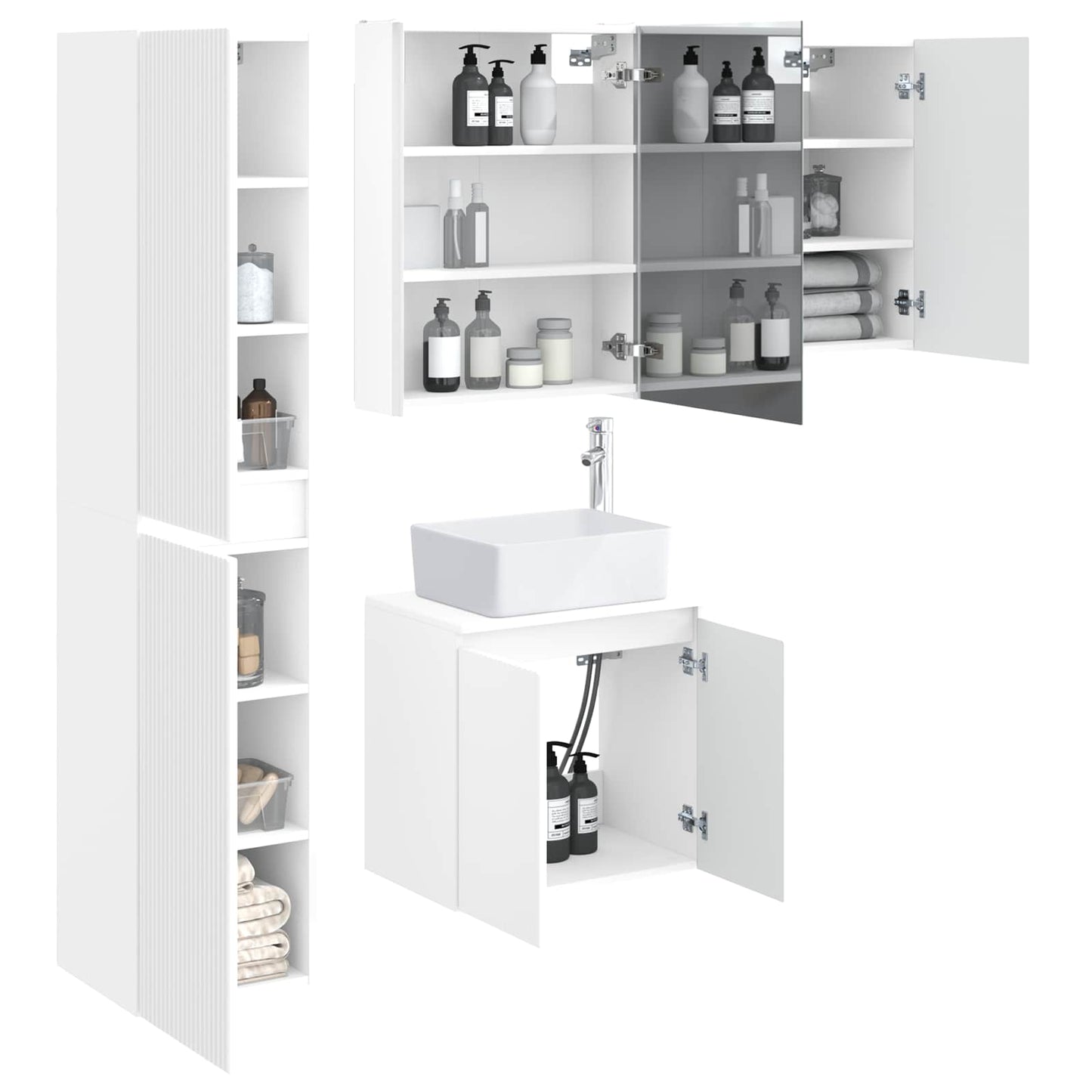 Bathroom Cabinet Set 5 pcs White 53 x 15.5 x 70 cm