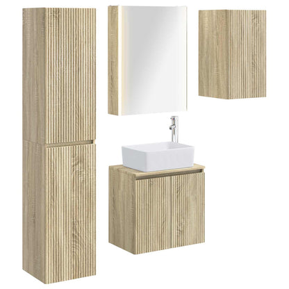 Bathroom Cabinet Set 5 pcs Sonoma Oak 53 x 15.5 x 70 cm