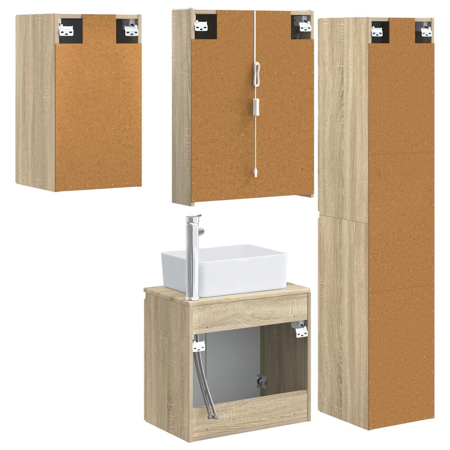 Bathroom Cabinet Set 5 pcs Sonoma Oak 53 x 15.5 x 70 cm