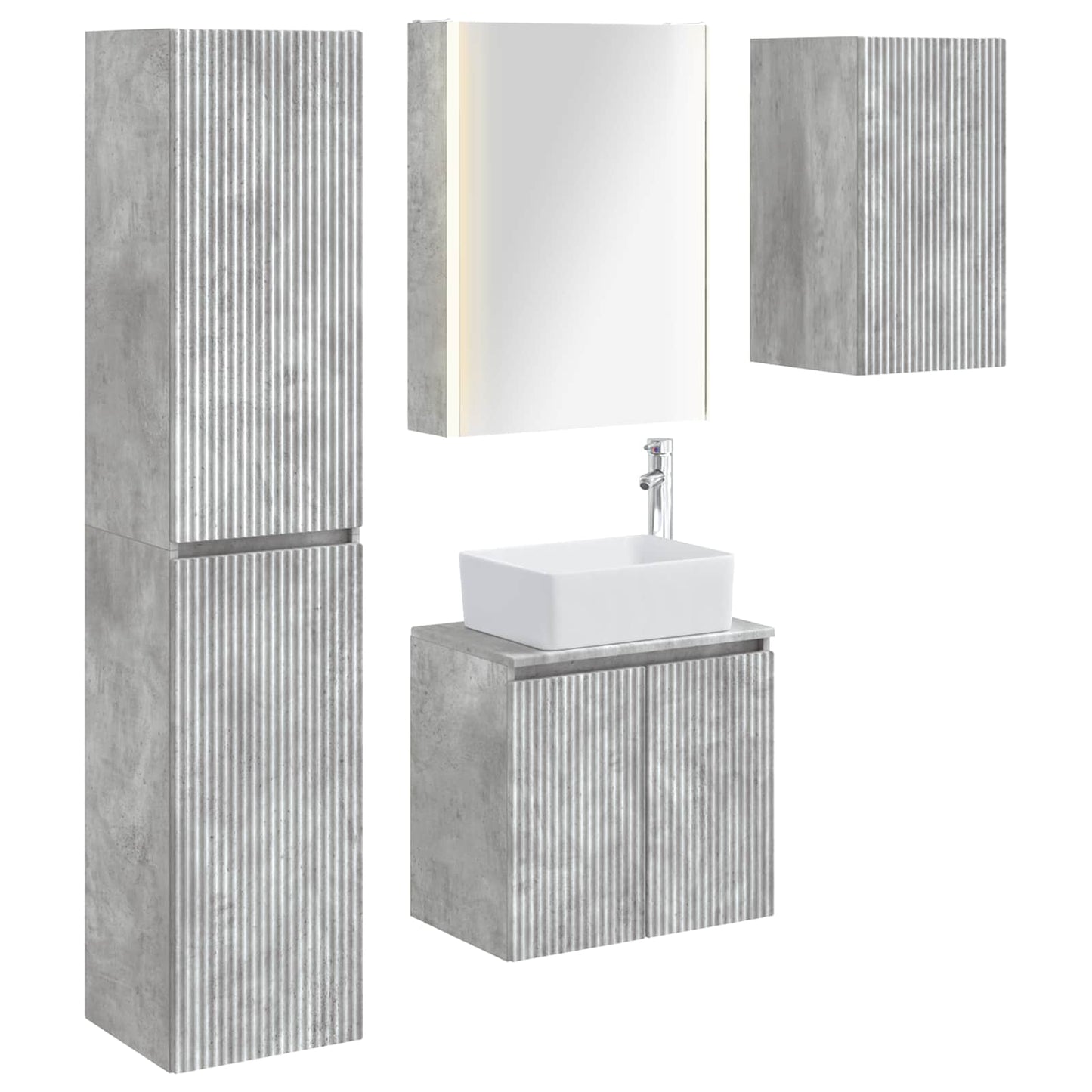 Bathroom Cabinet Set 5 pcs Concrete Grey 53 x 15.5 x 70 cm
