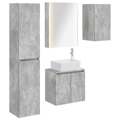 Bathroom Cabinet Set 5 pcs Concrete Grey 53 x 15.5 x 70 cm
