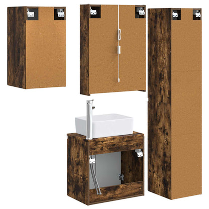 Bathroom Cabinet Set 5 pcs Smoked Oak 53 x 15.5 x 70 cm