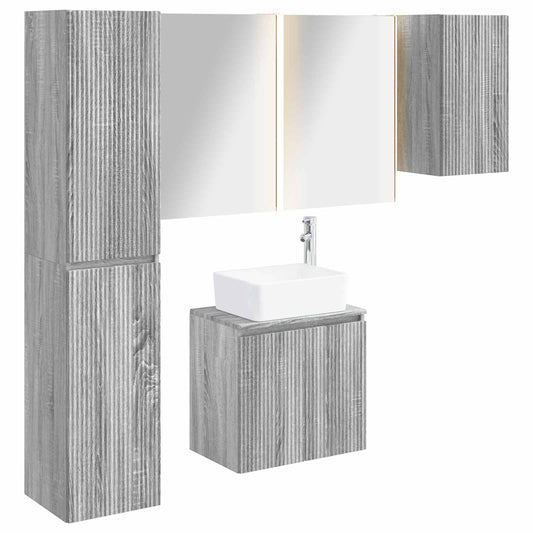 Bathroom Cabinet Set 5 pcs Grey Sonoma Engineered Wood
